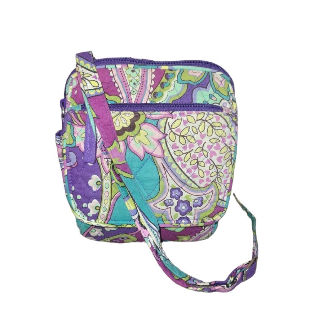 Vera Bradley Purple Paisley Crossbody Purse Wallet Bag